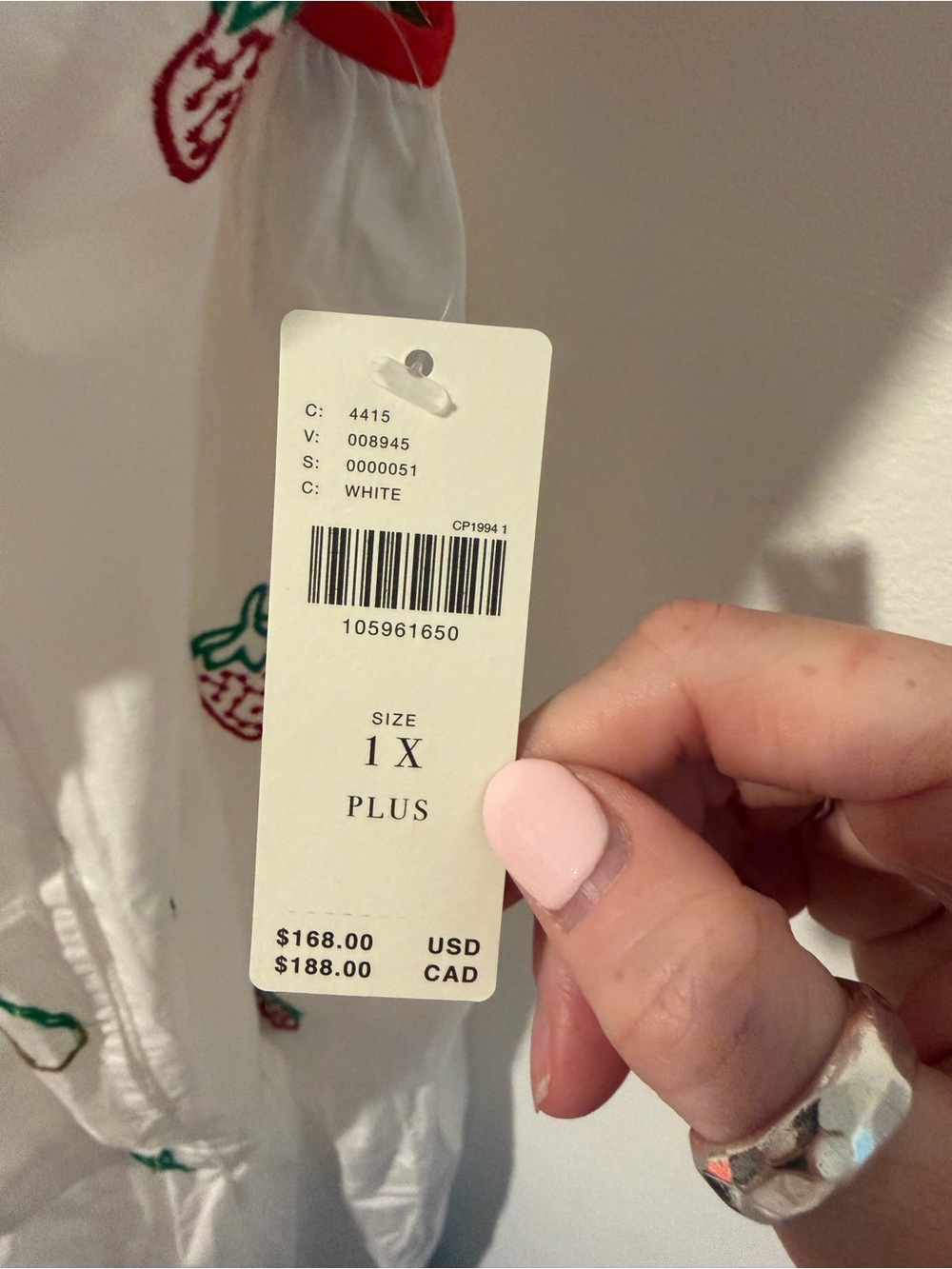 Anthropologie White Maxi Dress with Red Trim and Fruit Embroidery - Picture 2 of 3